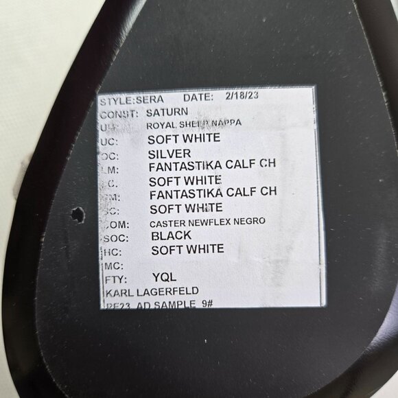 NWT/NWOB Karl Lagerfeld Leather Shivani Chain & Pear Embellished Heels Size 9 - Picture 5 of 9